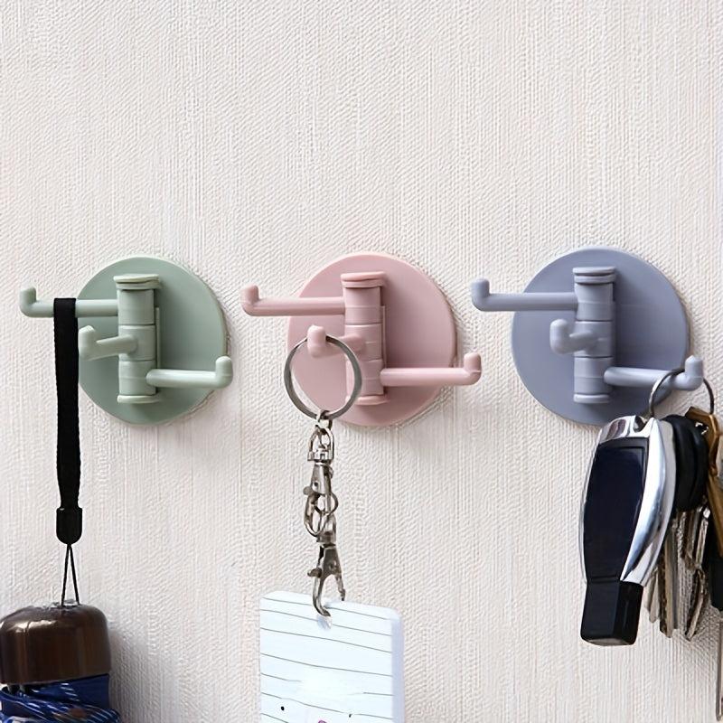 Adhesive Storage Towel Rack Swivel Wash Cloth Organizer