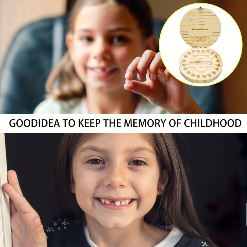 Wooden Tooth Box Keepsake for Children with Tweezers