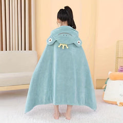 Frog Bathrobe Soft Kids Hooded Bath Towel Cartoon Pattern Bath Wrap