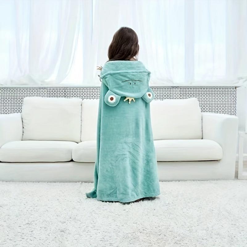 Frog Bathrobe Soft Kids Hooded Bath Towel Cartoon Pattern Bath Wrap