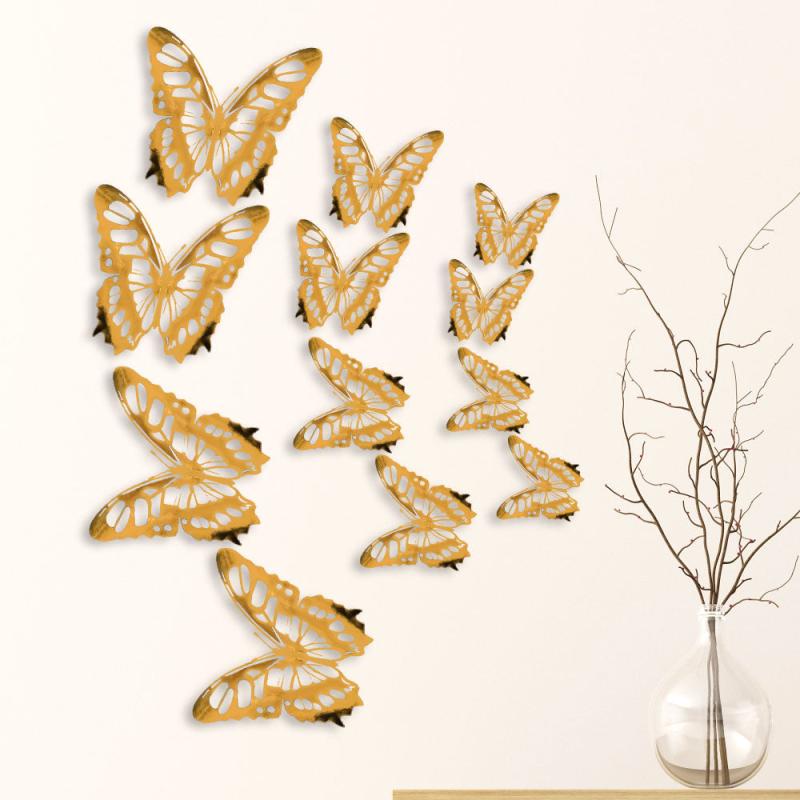 12pcs 3D Hollow Butterfly Wall Stickers DIY Home Room Decor