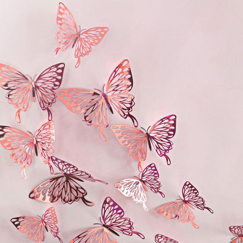 12pcs 3D Hollow Butterfly Wall Stickers DIY Home Room Decor