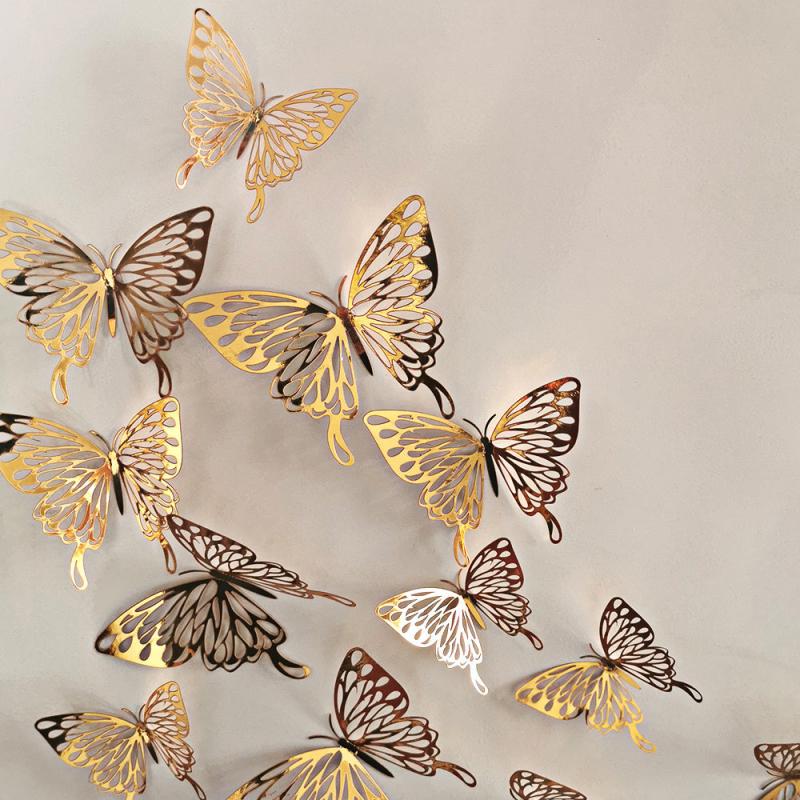 12pcs 3D Hollow Butterfly Wall Stickers DIY Home Room Decor