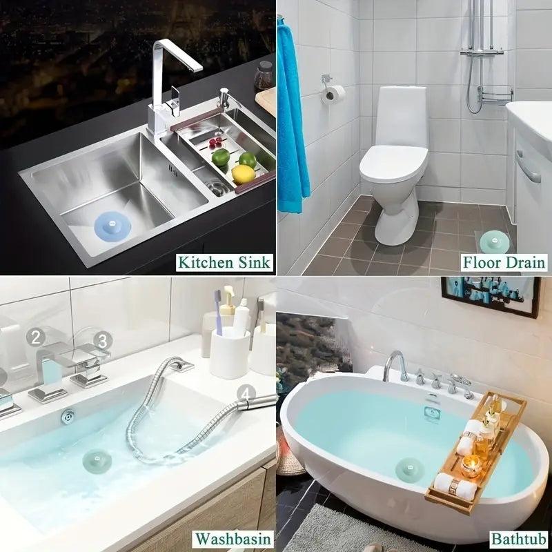 5pcs Mixed Press Silicone Floor Drain Mat Deodorization Enclosed Bathroom Anti-b