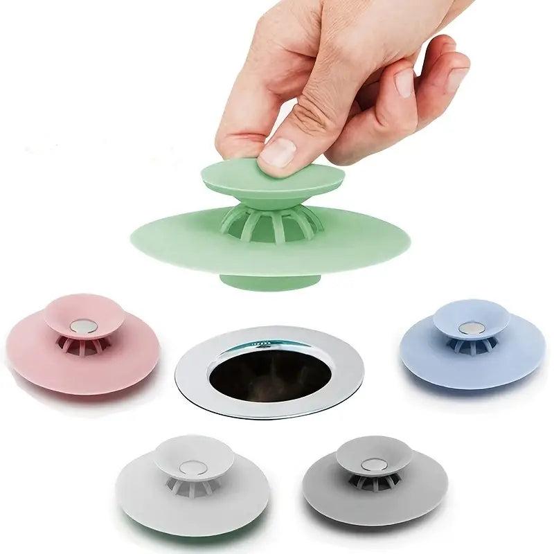 5pcs Mixed Press Silicone Floor Drain Mat Deodorization Enclosed Bathroom Anti-b