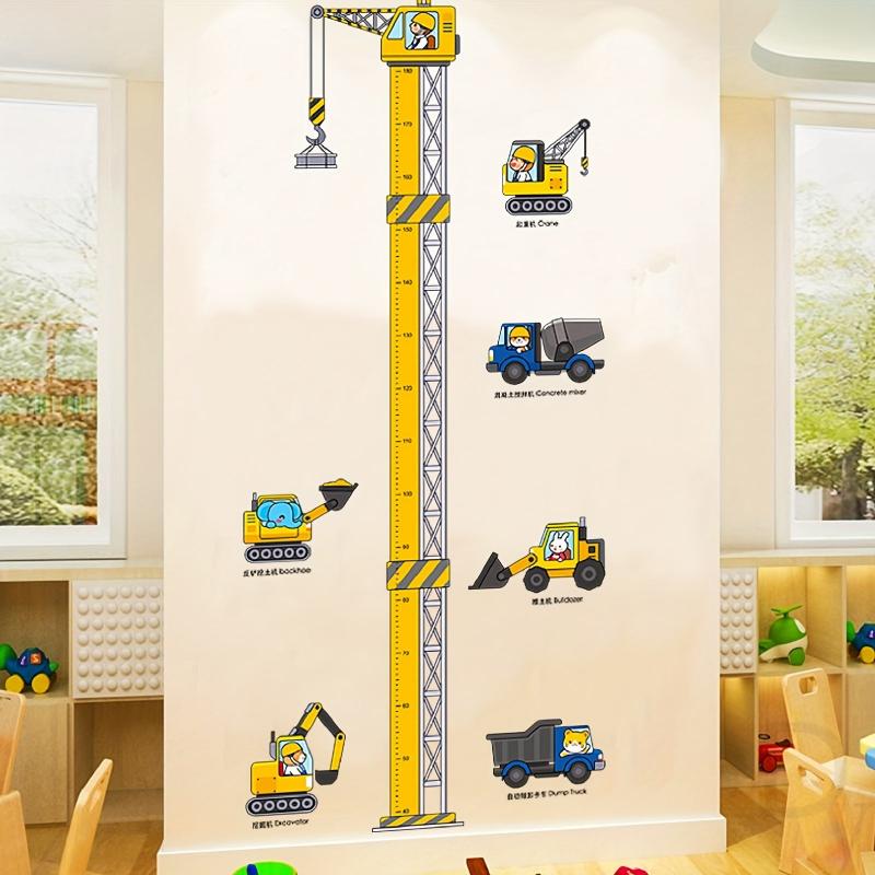 Construction Vehicle Height Stickers for Children's Room Decoration