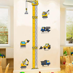 Construction Vehicle Height Stickers for Children's Room Decoration