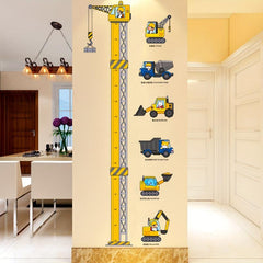 Construction Vehicle Height Stickers for Children's Room Decoration