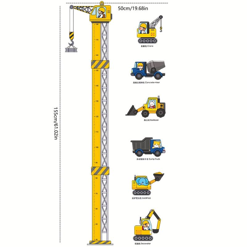 Construction Vehicle Height Stickers for Children's Room Decoration