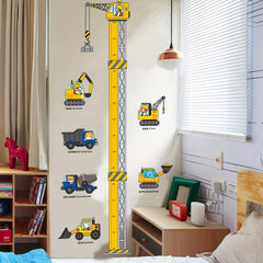 Construction Vehicle Height Stickers for Children's Room Decoration