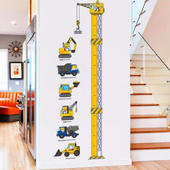 Construction Vehicle Height Stickers for Children's Room Decoration