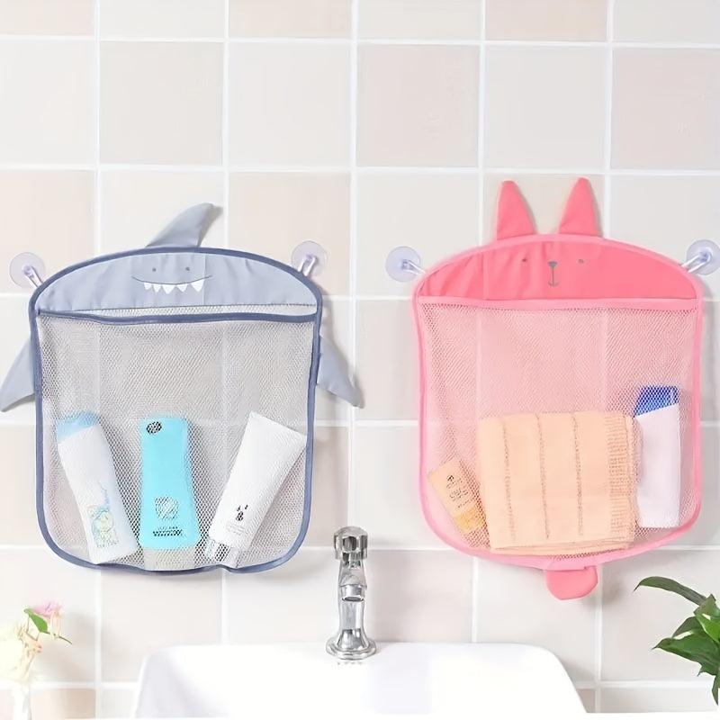 Cartoon Pattern Suction Cup Mesh Bag Bathroom Toy Storage Organizer