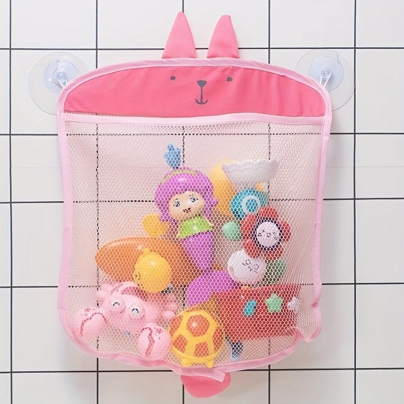 2pcs Kids Bathroom Cartoon Mesh Hanging Bag Bath Toy Storage
