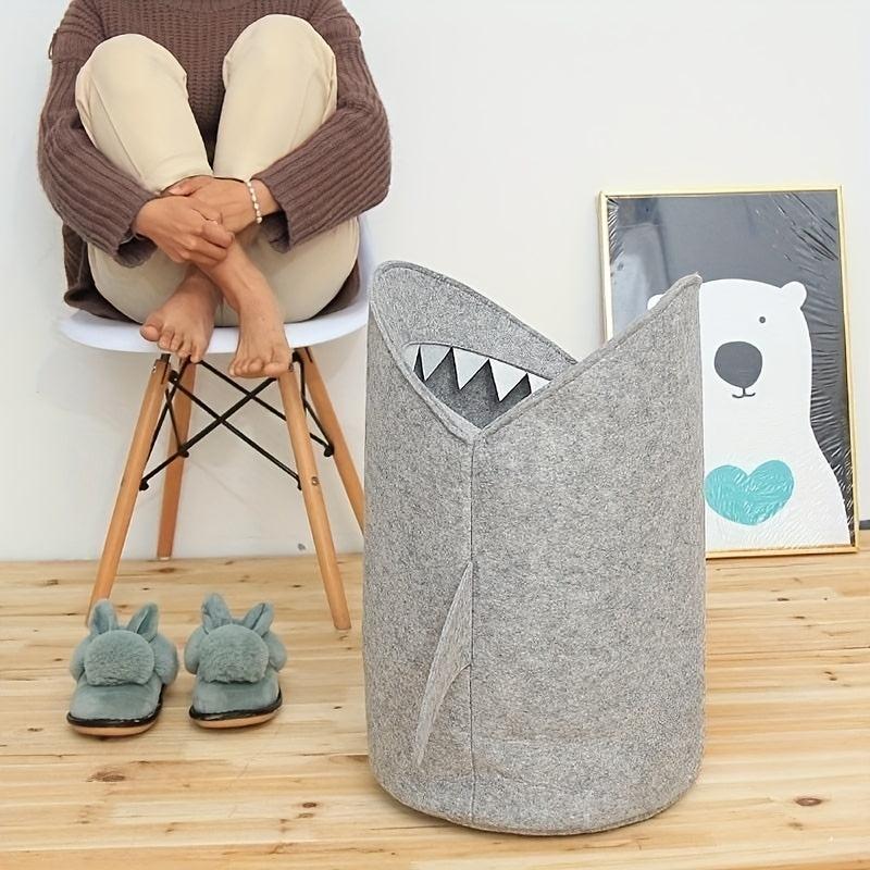 Shark Themed Toy Storage Bucket - Felt Laundry Basket 21.65in x 13.39in