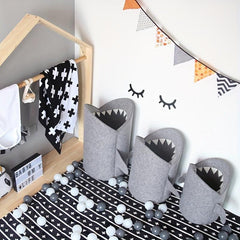 Shark Themed Toy Storage Bucket - Felt Laundry Basket 21.65in x 13.39in