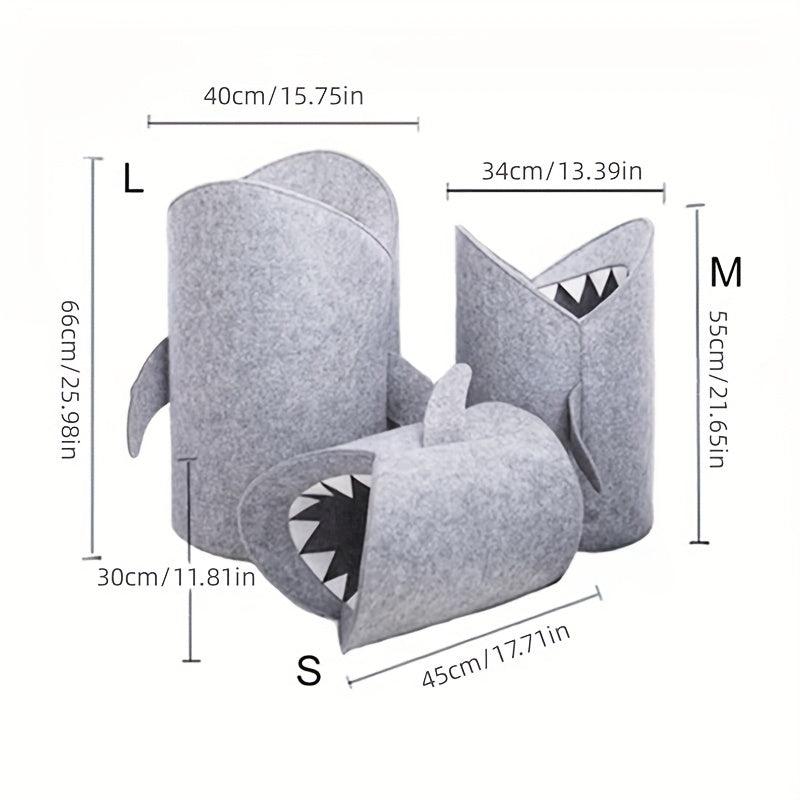 Shark Themed Toy Storage Bucket - Felt Laundry Basket 21.65in x 13.39in