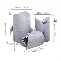 Shark Themed Toy Storage Bucket - Felt Laundry Basket 21.65in x 13.39in