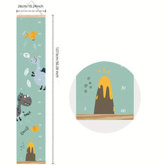 Dinosaur Kids Growth Chart Wood Frame Fabric Canvas Height Measurement Ruler