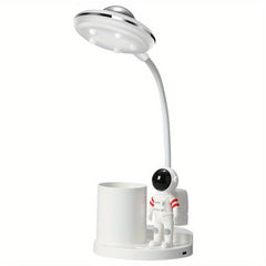 Astronaut Kids Desk Lamp LED Projector Night Light USB Charging Pen Holder