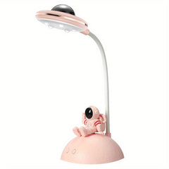 Astronaut Kids Desk Lamp LED Projector Night Light USB Charging Pen Holder