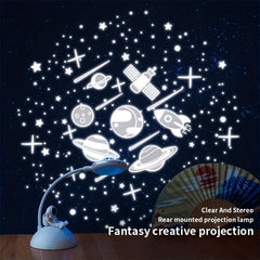 Astronaut Kids Desk Lamp LED Projector Night Light USB Charging Pen Holder