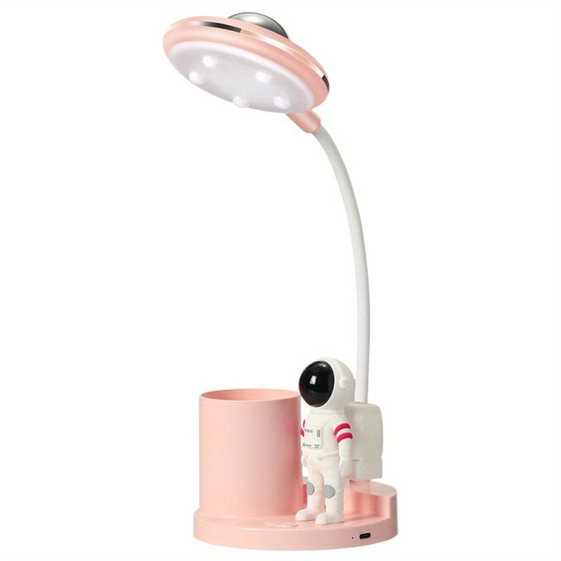 Astronaut Kids Desk Lamp LED Projector Night Light USB Charging Pen Holder