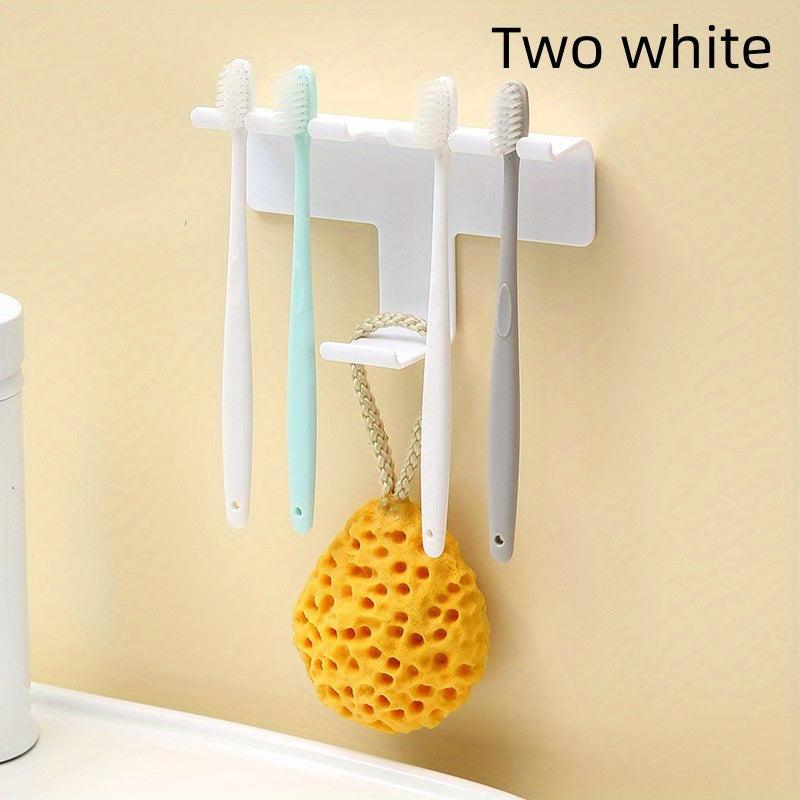 2pcs Wall Mount Phone Holder Toothbrush Hanging Shelf Bathroom Accessories