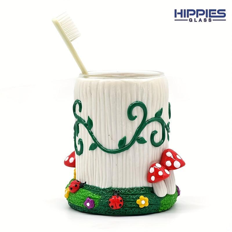 3D Hand Painted Mushroom Toothbrush Holder for Kids Bathroom
