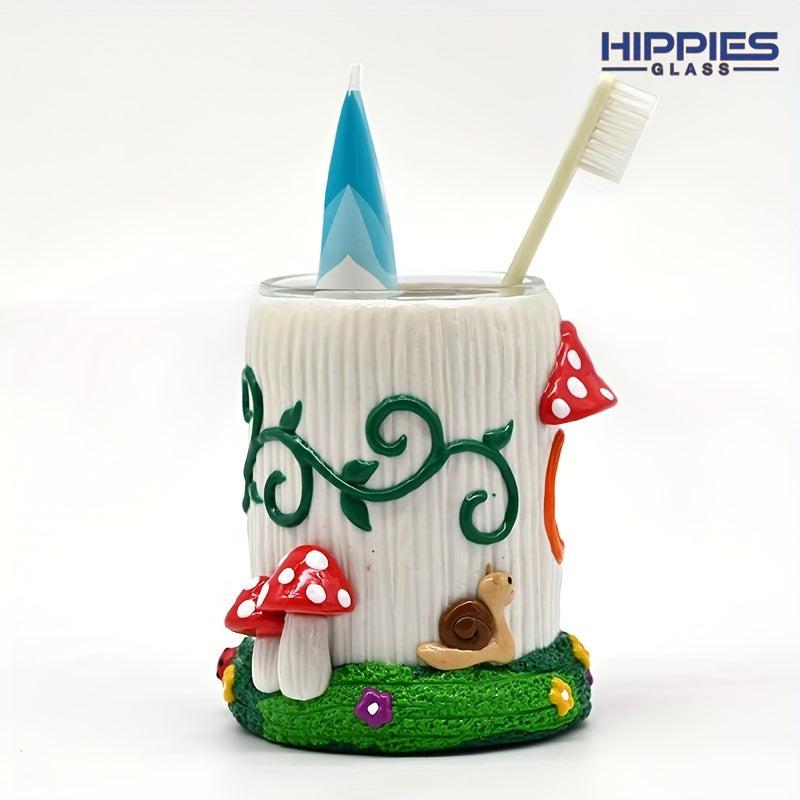 3D Hand Painted Mushroom Toothbrush Holder for Kids Bathroom