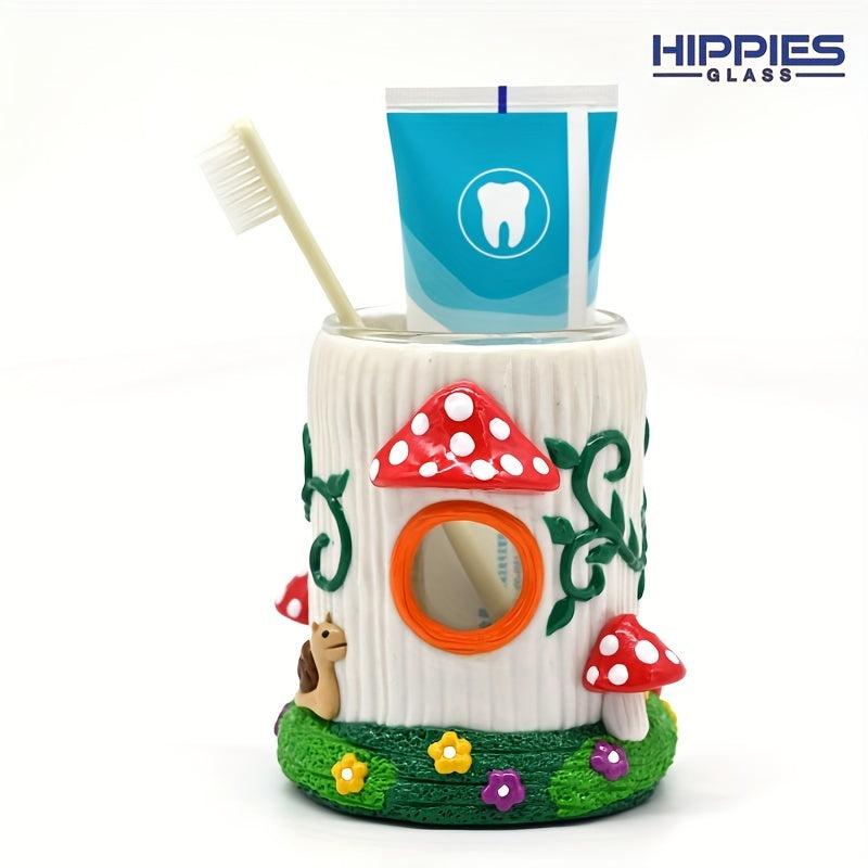 3D Hand Painted Mushroom Toothbrush Holder for Kids Bathroom