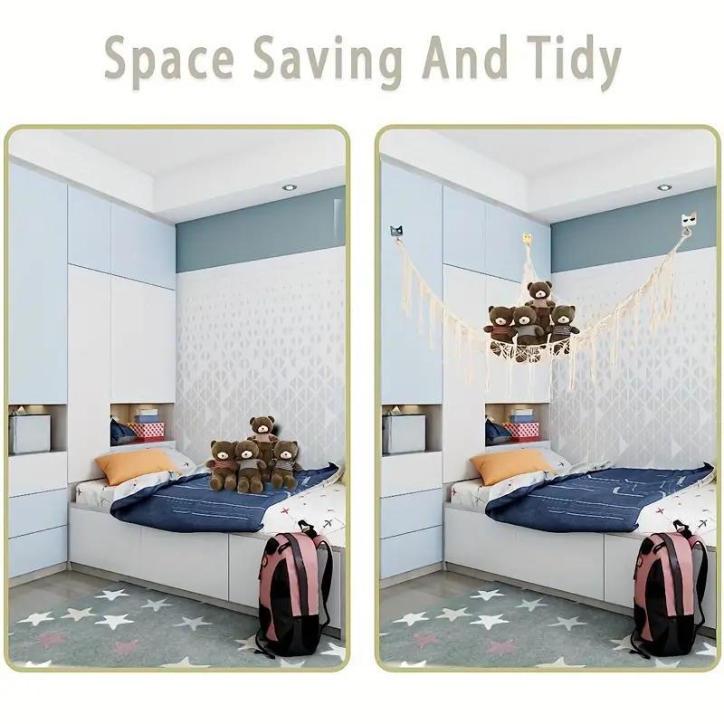 Stuffed Toy Net And Hammock Bohemian Wall Corner Hammock Organizer