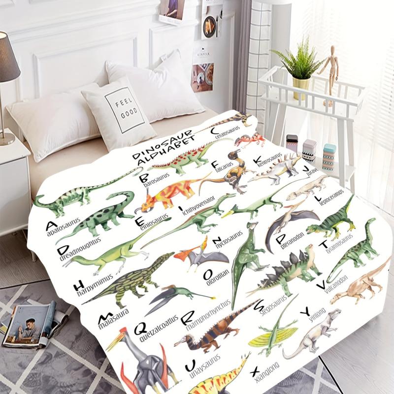 Dinosaur Print Flannel Fleece Throw Blanket Soft Cozy for Sofa Office Bed