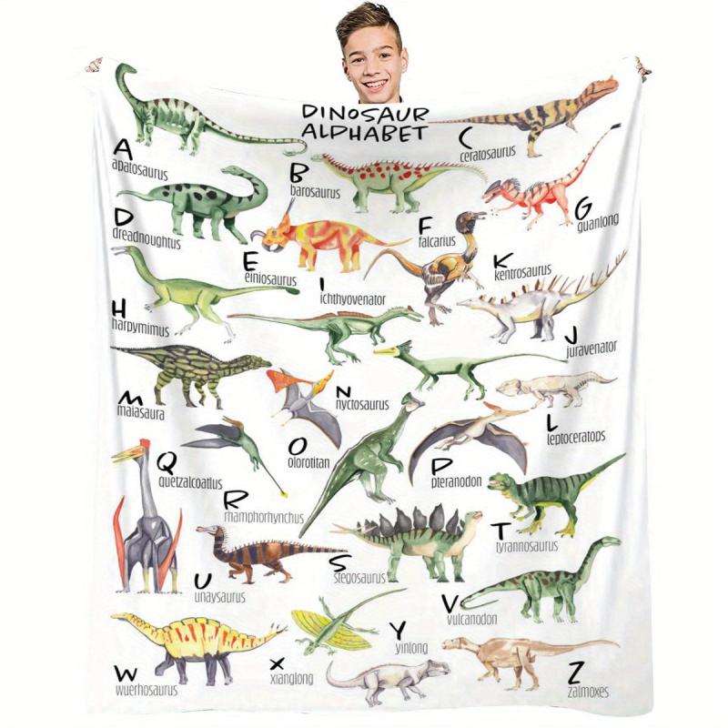 Dinosaur Print Flannel Fleece Throw Blanket Soft Cozy for Sofa Office Bed