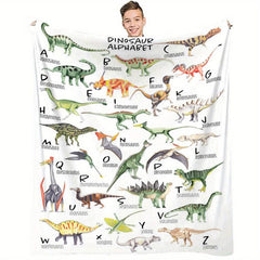 Dinosaur Print Flannel Fleece Throw Blanket Soft Cozy for Sofa Office Bed