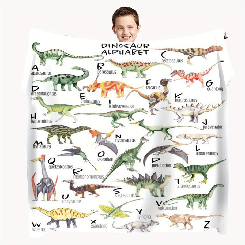 Dinosaur Print Flannel Fleece Throw Blanket Soft Cozy for Sofa Office Bed
