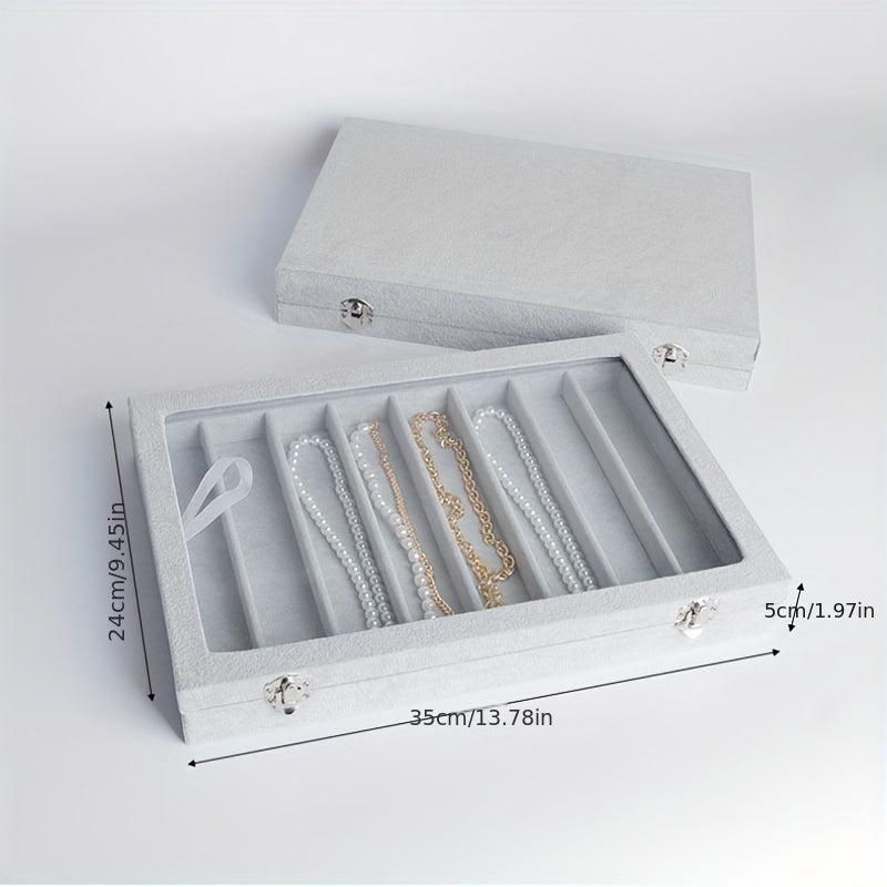 Velvet Jewelry Box 8 Slot Necklaces Pendants Storage Dustproof Organizer