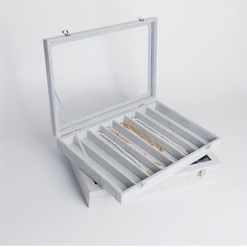 Velvet Jewelry Box 8 Slot Necklaces Pendants Storage Dustproof Organizer