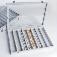Velvet Jewelry Box 8 Slot Necklaces Pendants Storage Dustproof Organizer