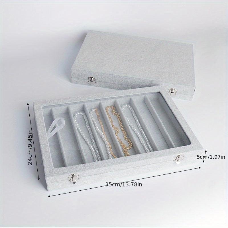 Velvet Jewelry Box 8 Slot Necklaces Pendants Storage Dustproof Organizer
