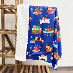 Double Layer Soft Velvet Baby Blanket with Polka Dot Backing