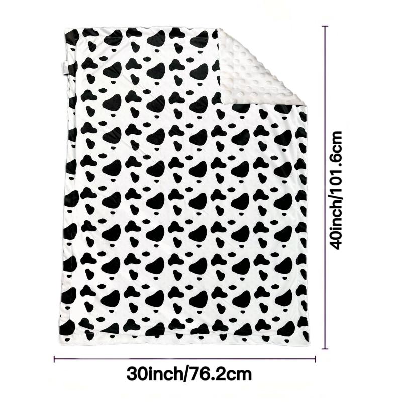 Double Layer Soft Velvet Baby Blanket with Polka Dot Backing