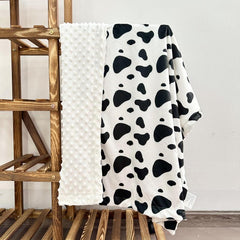 Double Layer Soft Velvet Baby Blanket with Polka Dot Backing