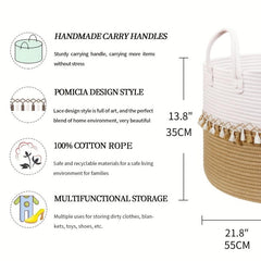 Large Cotton Rope Laundry Basket with Handles