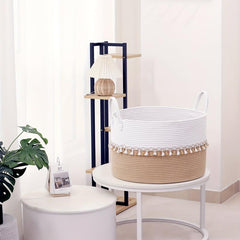 Large Cotton Rope Laundry Basket with Handles