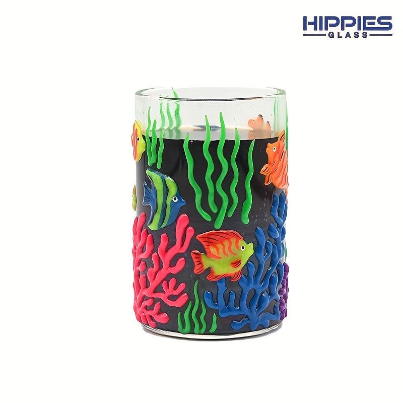 3D Cartoon Glass Cup Hand Painted Deep Sea Theme Luminous Drinking Cup