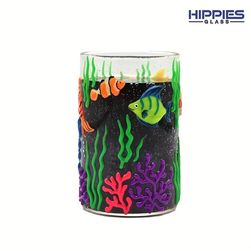 3D Cartoon Glass Cup Hand Painted Deep Sea Theme Luminous Drinking Cup