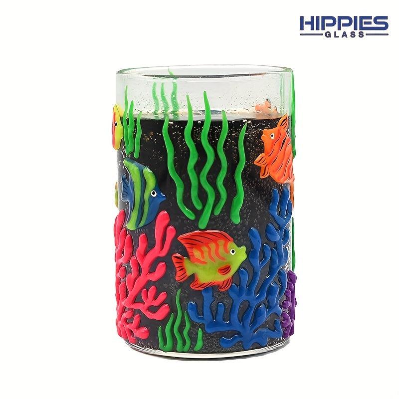 3D Cartoon Glass Cup Hand Painted Deep Sea Theme Luminous Drinking Cup