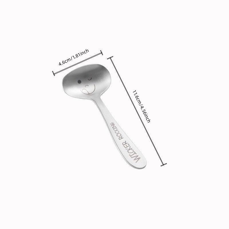 304 Stainless Steel Kids Tableware Set, Fork and Spoon, Happy Face Spoon