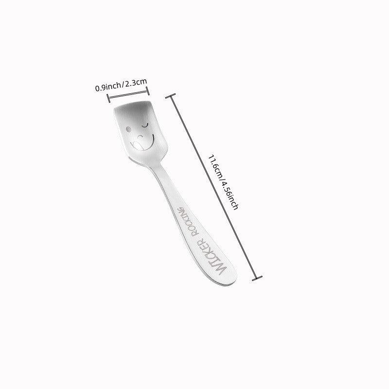 304 Stainless Steel Kids Tableware Set, Fork and Spoon, Happy Face Spoon
