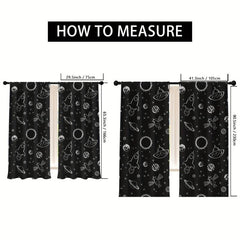 2pcs Stars Space Rocket Spaceship Printed Curtains For Bedroom